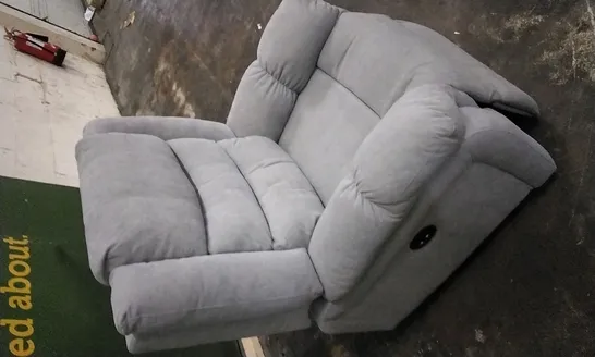 DESIGNER LIGHT GREY FABRIC POWER RECLINER ARMCHAIR 