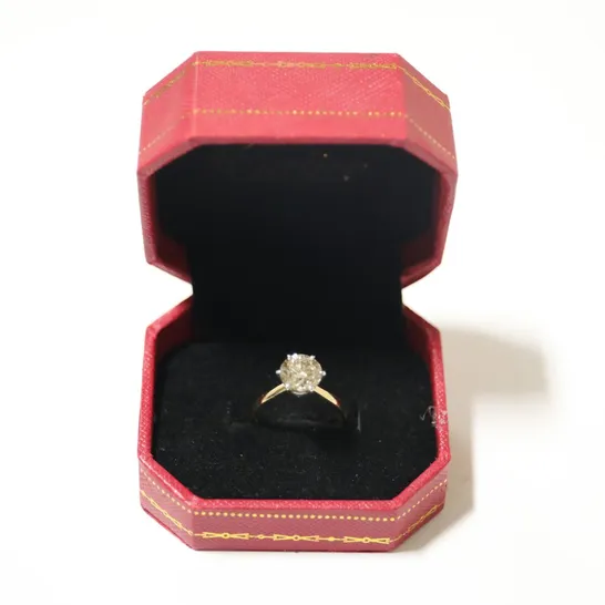 18CT GOLD SOLITAIRE RING SET WITH A NATURAL DIAMOND WEIGHING +2.18CT