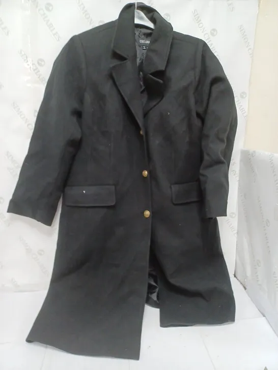 CENTIGRADE LONGLINE SINGLE BREASTED COAT IN BLACK - 2XL