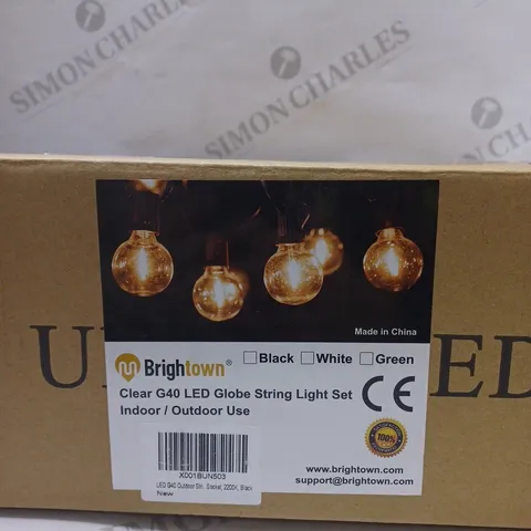 SEALED BRIGHTOWN CLEAR G40 LED GLOBE STRING LIGHT SET INDOOR/OUTDOOR