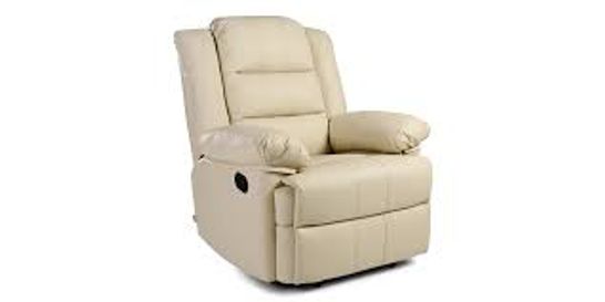 BOXED DESIGNER LOXLEY CREAM LEATHER MANUAL RECLINING EASY CHAIR (1 BOX) 