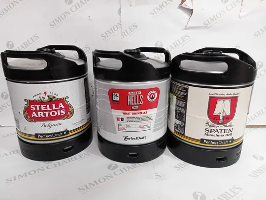 BEER HAWK SET OF 3 EMPTY BEER KEGS - 6L