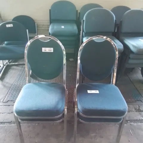 4X BLUE PATTERN FABRIC CHAIRS WITH CHROME FRAME