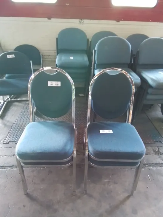 4X BLUE PATTERN FABRIC CHAIRS WITH CHROME FRAME