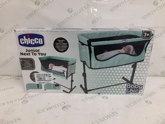 CHICCO NEXT TO ME TOY COT IN BLUE  RRP £33.99