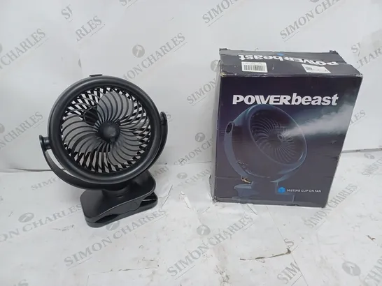 POWERBEAST MISTING CLIP ON FAN - BOXED 