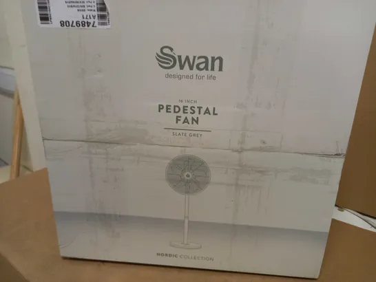 BOXED SWAN 16 INCH PEDESTAL FAN slate grey