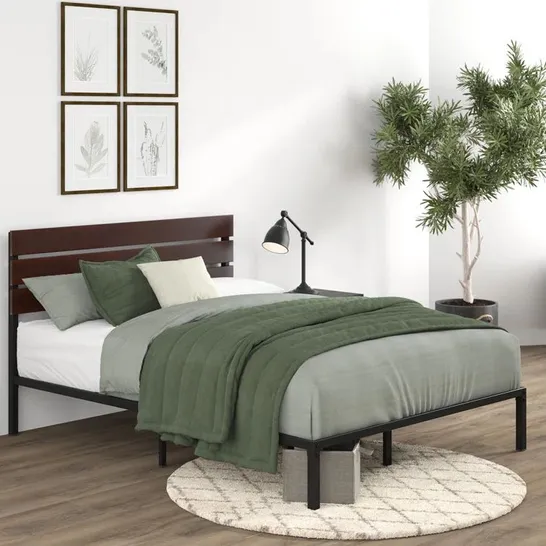 BOXED STEENS MODERN BED FRAME WITH BAMBOO SLATTED HEADBOARD // SIZE UNSPECIFIED (1 BOX)