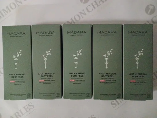 LOT OF 5 X 175ML MADARA ORGANIC SKINCARE AHA + MINERAL BODY PEEL