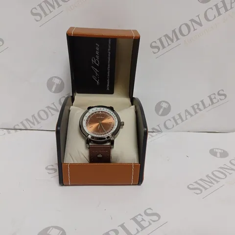 LA BANUS WATCH - STAINLESS STEEL - 3ATM WATER RESISTANT - LEATHER STRAP - DISPLAY BOX