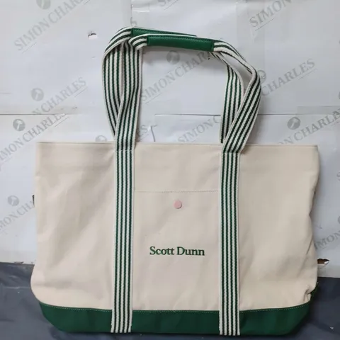 SCOTT DUNN TOTE BAG IN CREAM/GREEN