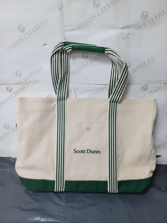 SCOTT DUNN TOTE BAG IN CREAM/GREEN