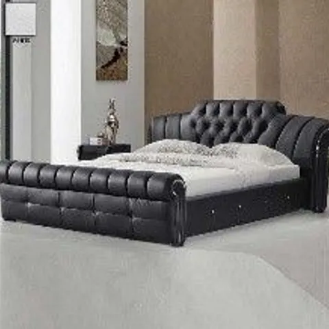 BOXED VERONICA KING SIZE BLACK STORAGE BED (5 BOXES)