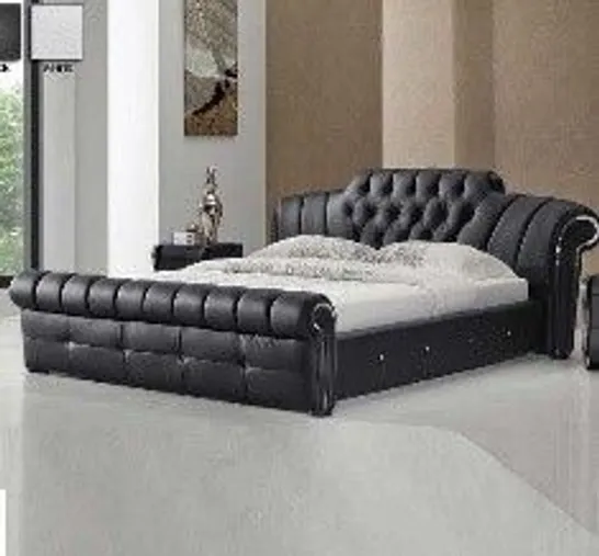 BOXED VERONICA KING SIZE BLACK STORAGE BED (5 BOXES)