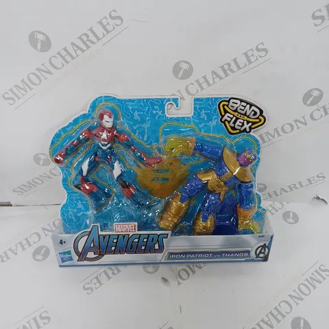 BOXED MARVEL AVENGERS BEND & FLEX IRON PATRIOT VS THANO FIGURES 