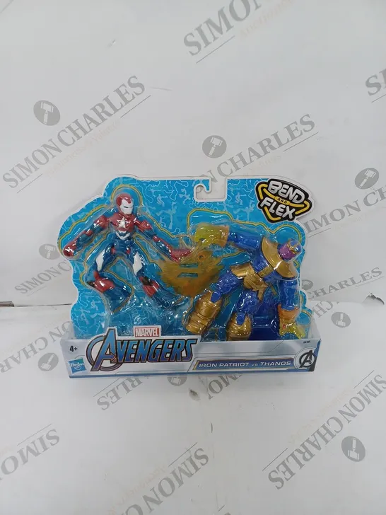 BOXED MARVEL AVENGERS BEND & FLEX IRON PATRIOT VS THANO FIGURES 