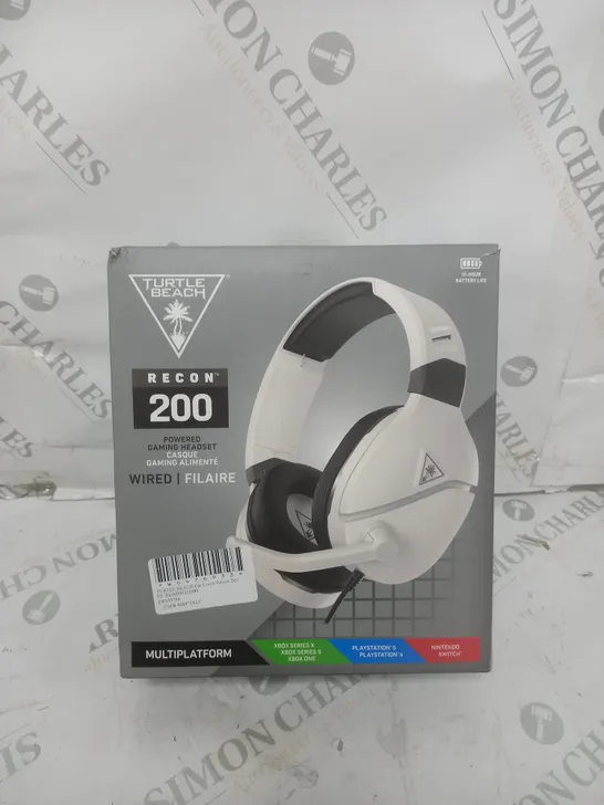 BOX OF 3 TURTLE BEACH RECON 200 WIRED HEADSETS IN WHITE