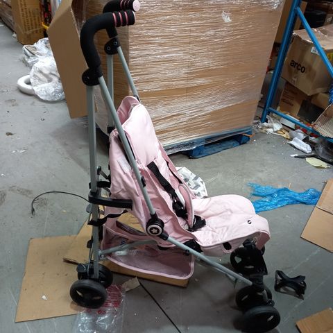 MY BABIIE MB02 STROLLER - PINK AND GREY CHEVRON