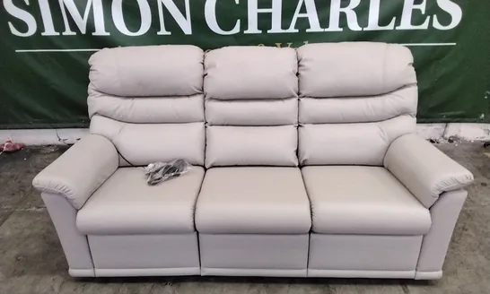 QUALITY BRITISH DESIGNED & MANUFACTURED G PLAN MALVERN 3 SEATER POWER RECLINER OXFORD PUTTY LEATHER