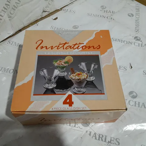 INVITATIONS 4-PIECE GLASS DISH SET