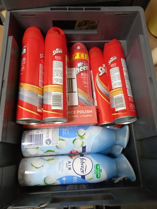 APPROXIMATELY 18 AEROSOL SPRAYS TO INCLUDE SHEEN FURNITURE POLISH AND FEBREZE AIR FRESHENER