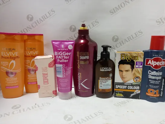 LOT OF APPROX 8 ASSORTED HAIRCARE PRODUCTS TO INCLUDE LEE STAFFORD BIGGER TALLER FULLER SHAMPOO, COCO&EVE HAIR MASK, L'OREAL MEN EXPEFRT BARBER CLUB MULTI-WASH, ETC 