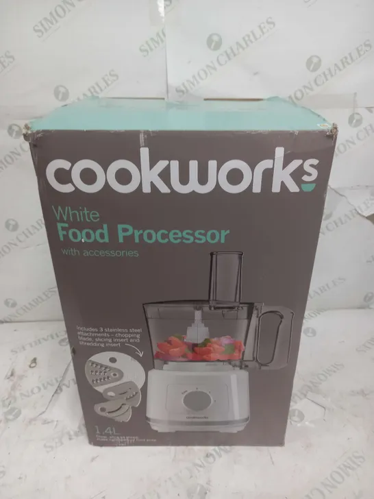 BOXED COOKWORKS WHITE FOOD PROCESSOR 