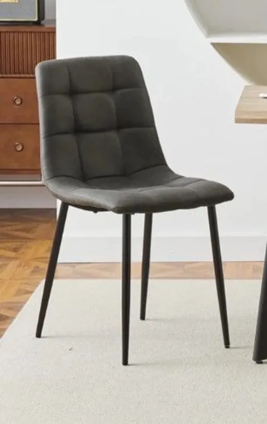 BOXED PAIR OF TWO CHRISTIA GREY DINING CHAIRS