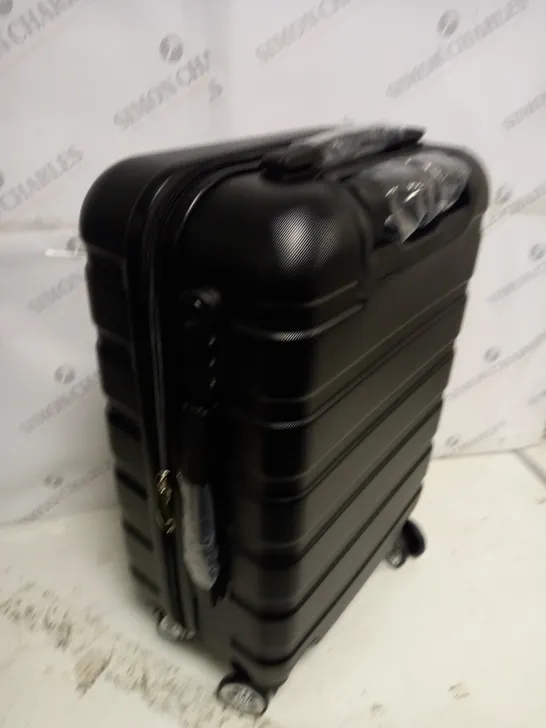 BLACK WHEELED HARD SHELLED LUGGAGE CASE - APPROX 55X35X23CM