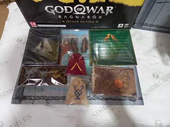 GOD OF WAR RAGNAROK JOTNAR EDITION INCLUDING 16" MJOLNIR REPLICA, KNOWLEDGE KEEPER'S SHRINE, 2" VANIR TWINS CARVING, BROOK'S DICE SET, LEGENDARY DRAUPNIR RING, YGGDRASIL CLOTH MAP, FALCON, BEAR & WOLF