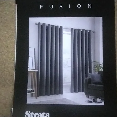 WRAPPED ONE PART FUSION SELF LINED EYELET CURTAIN , 66 X 54 "   GREY 