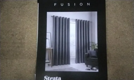 WRAPPED ONE PART FUSION SELF LINED EYELET CURTAIN , 66 X 54 "   GREY 