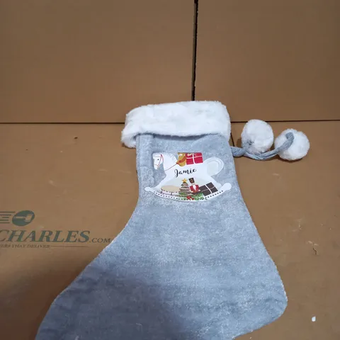 PERSONALISED GREY ROCKING HORSE STOCKING 