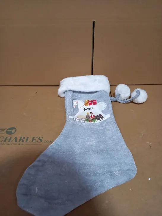 PERSONALISED GREY ROCKING HORSE STOCKING 