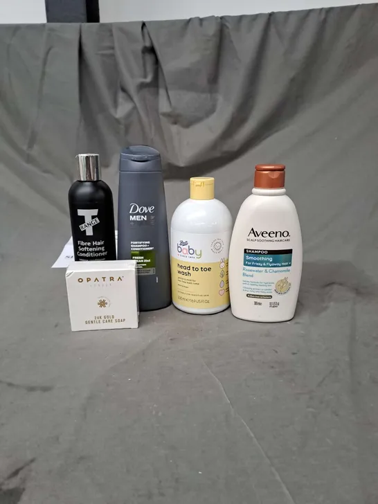 APPROXIMATELY 20 ASSORTED COSMETIC PRODUCTS TO INCLUDE DOVE MEN SHAMPOO, OPATRA 24K SOAP AND BABY HEAD TO TOE WASH