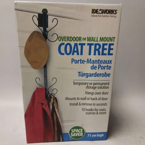 BOXED IDEAWORKS OVERDOOR OR WALL MOUNT COAT TREE HANGER