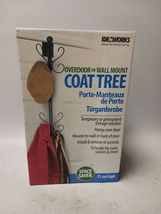 BOXED IDEAWORKS OVERDOOR OR WALL MOUNT COAT TREE HANGER