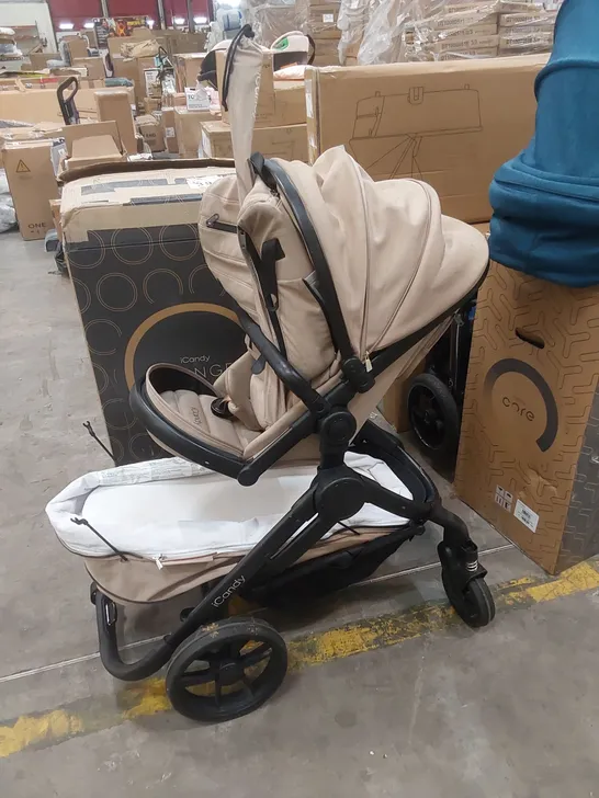 ICANDY PEACH 7 DOUBLE BISCOTTI ON BLONDE PUSHCHAIR & CARRYCOT