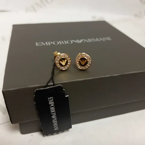 EMPORIO ARMANI STERLING SILVER ROSE GOLD EARRINGS