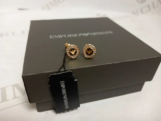 EMPORIO ARMANI STERLING SILVER ROSE GOLD EARRINGS RRP £99