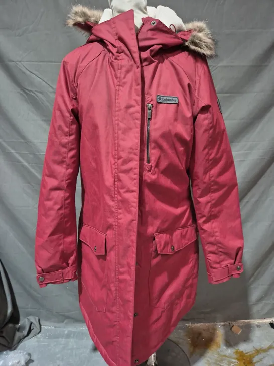 COLUMBIA HOODED COAT IN RED SIZE MEDIUM