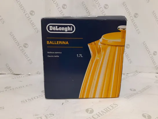 BOXED DELONGHI BALLERINA KETTLE - YELLOW  RRP £62