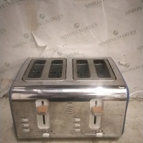 BOXED SWAN 4 SLICE TOASTER - CHROME/BLUE