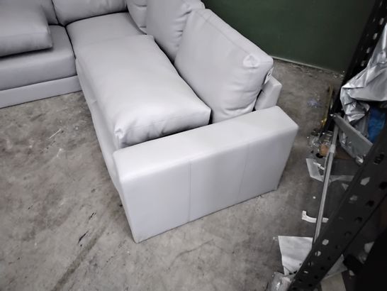 DESIGNER GREY LEATHER 4-SEATER CORNER SOFA