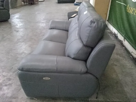 QUALITY ITALIAN DESIGNER PATRIZIO 2 SEATER ELETRIC RECLINER SOFA - GREY ANTHRACITE LEATHER