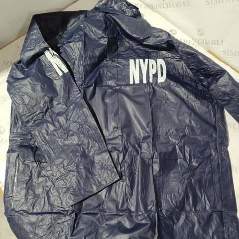 BOX OF APPROX 50 PVC RAINCOAT WITH NYPD LOGO - SIZES UNSPECIFIED 