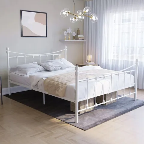 BOXED LATRELL BED FRAME IN WHITE // SIZE: DOUBLE (1 BOX)