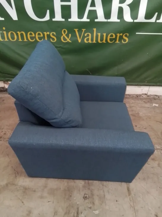 DESIGNER CASUAL FABRIC ARMCHAIR IN STORM BLUE