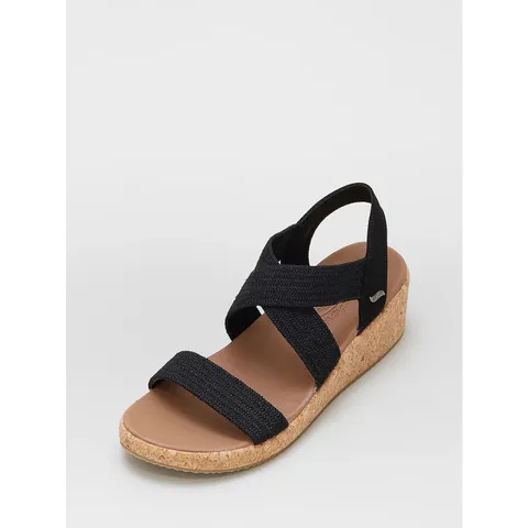 Skechers Arch Fit Beverlee Raffia Wedge Sandal- BLACK SIZE 5