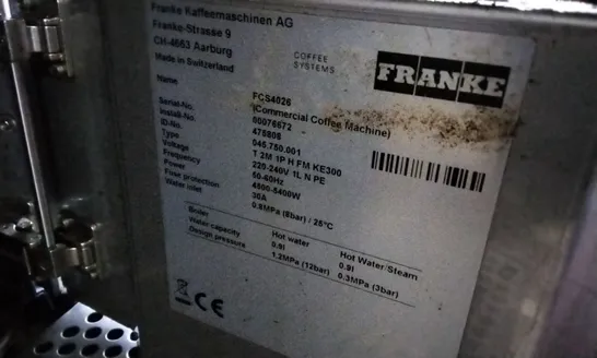 FRANKE FCS4046 COMMERCIAL COFFEE MACHINE 